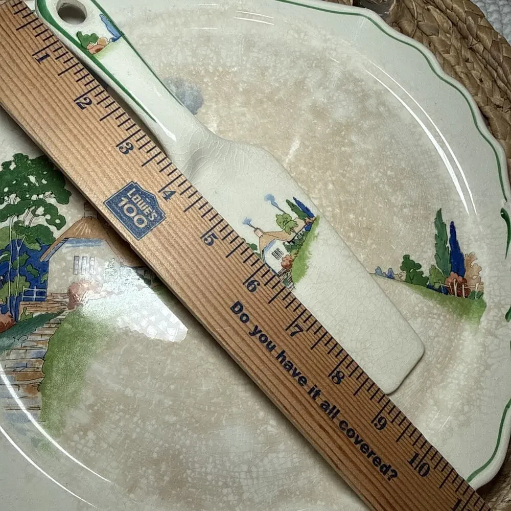 Harker Hotoven Chinawear Pottery Thatched Cottage Platter Cake Plate and Server